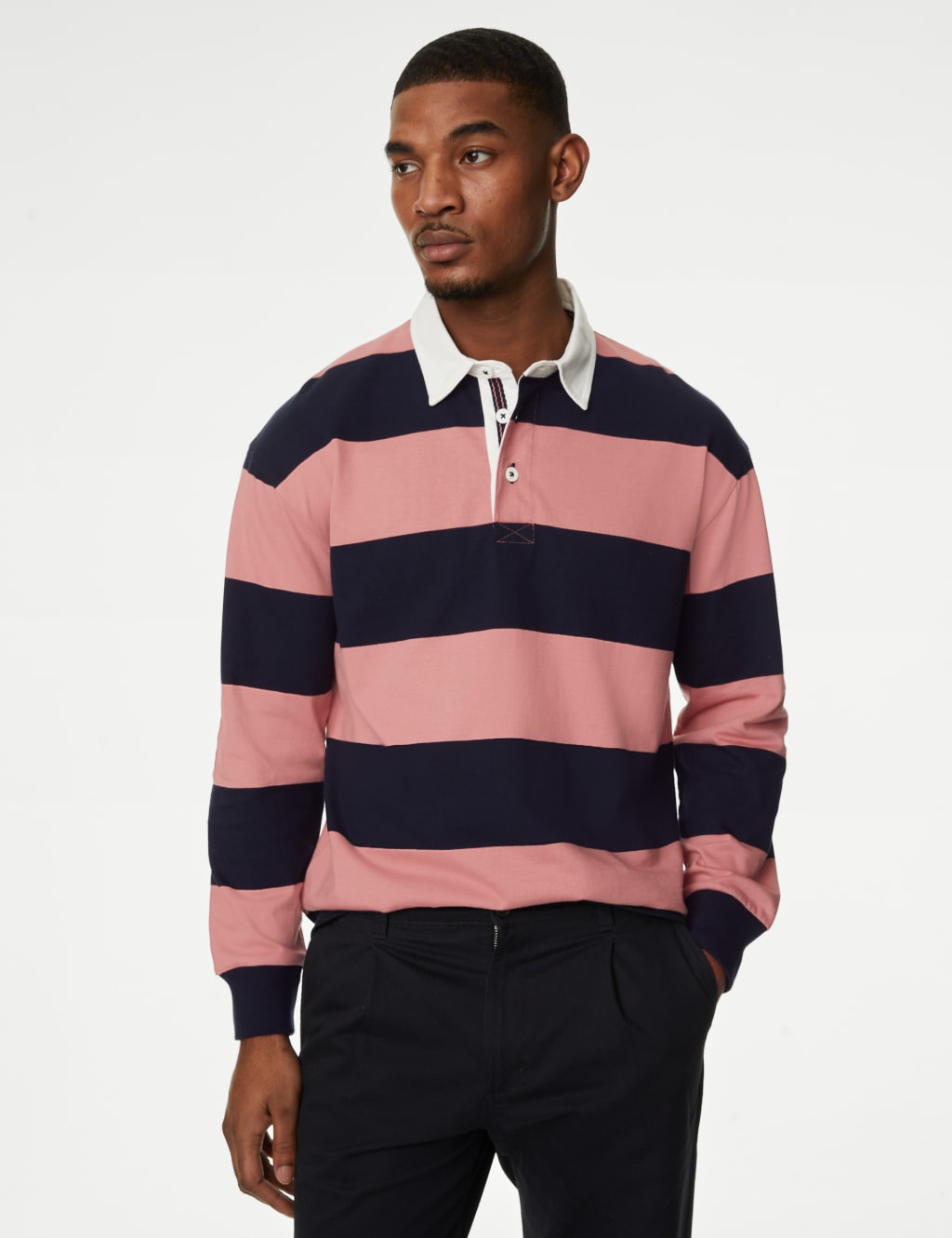 Pure Cotton Striped Long Sleeve Rugby Shirt M&S Collection M&S