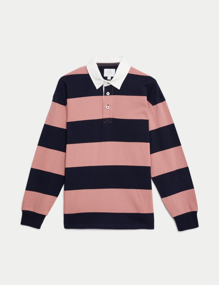 Pure Cotton Striped Long Sleeve Rugby Shirt M&S Collection M&S