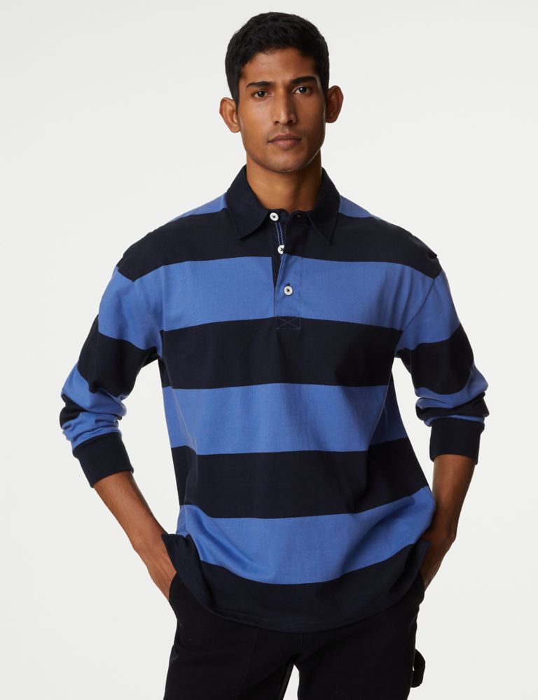 Pure Cotton Striped Long Sleeve Rugby Shirt 4 of 5