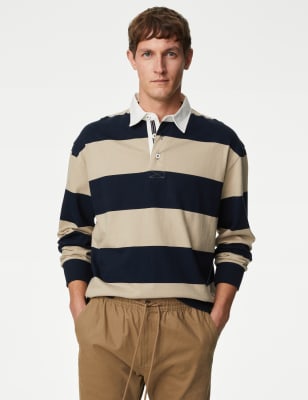 Pure Cotton Striped Long Sleeve Rugby Shirt | M&S Collection | M&S