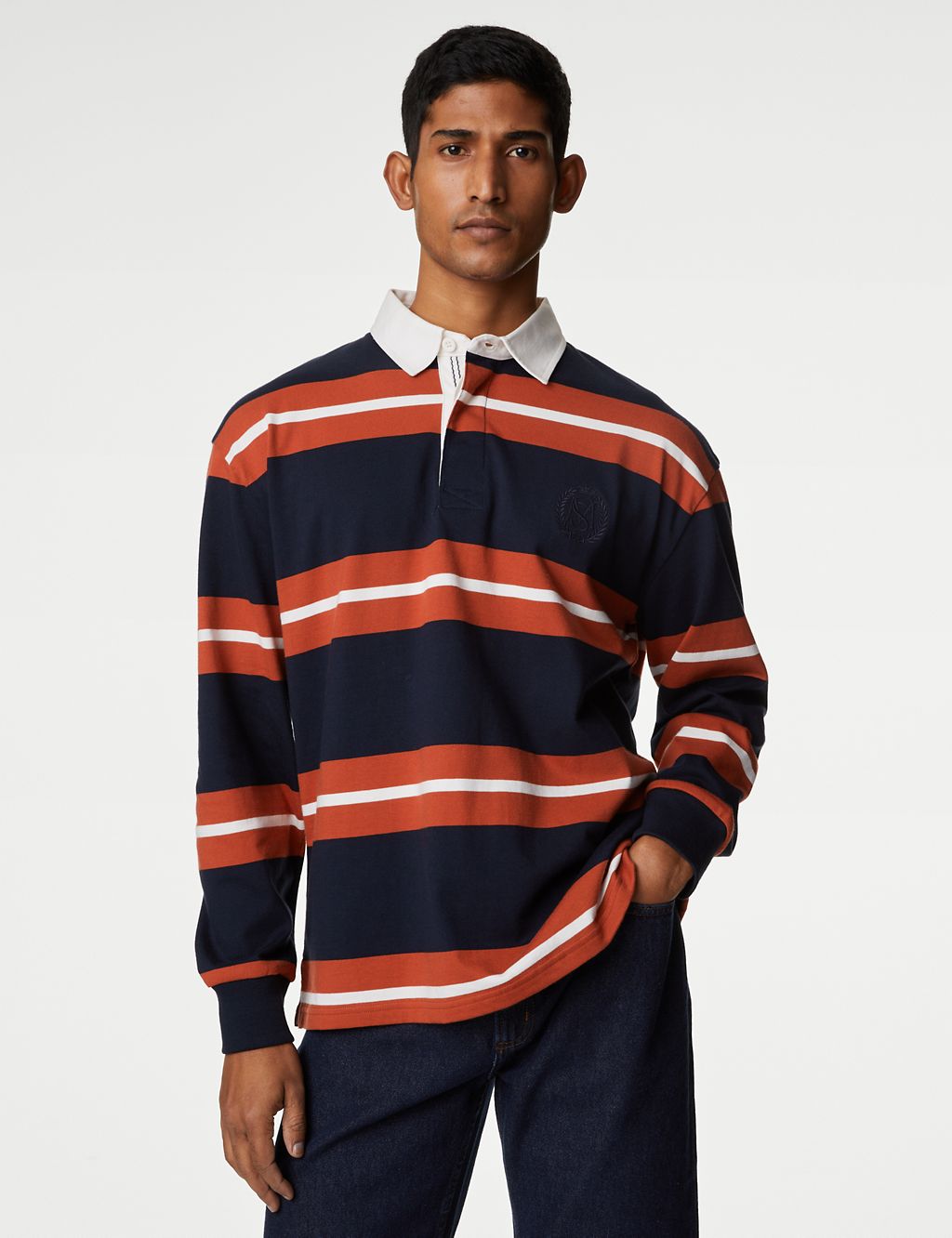 Pure Cotton Striped Long Sleeve Rugby Shirt 2 of 5