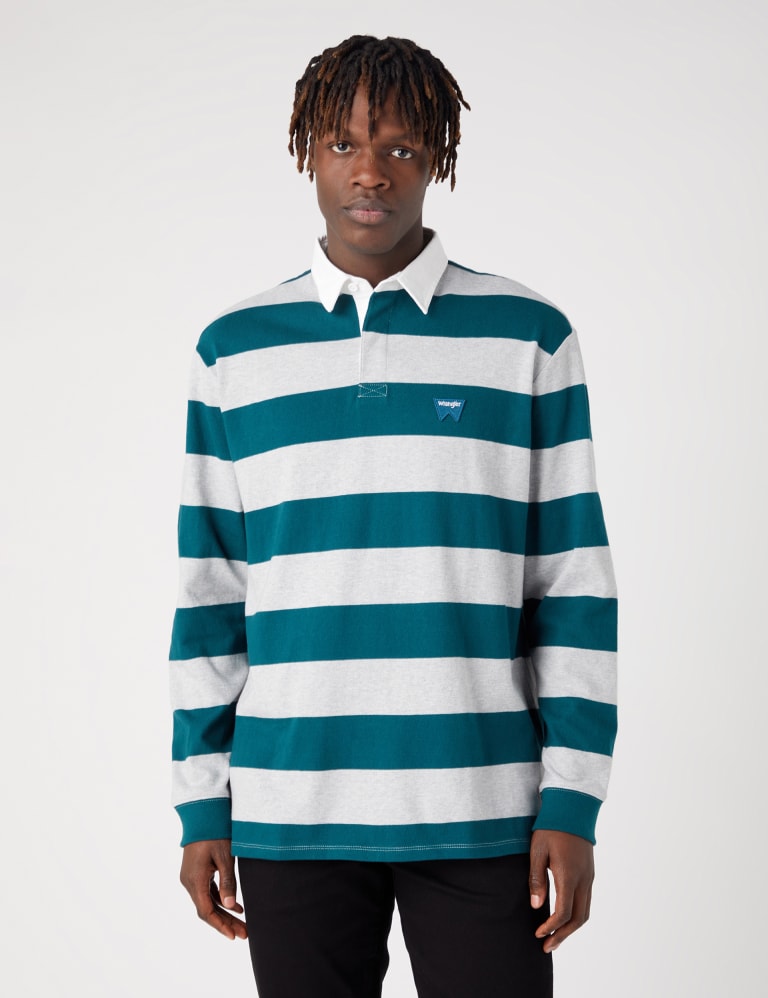 Striped long store sleeve polo