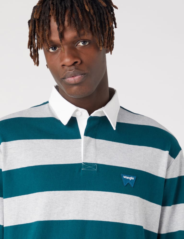 Green striped long sleeve rugby shirt online