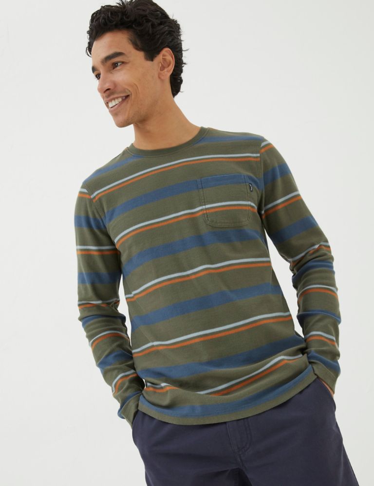 Pure Cotton Striped Long Sleeve T-Shirt 1 of 5