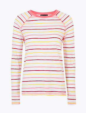 Pure Cotton Striped Long Sleeve Top Image 2 of 4