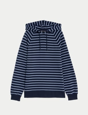 Navy and white hot sale striped hoodie