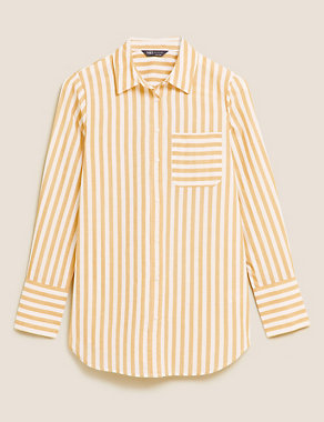 Pure Cotton Striped Longline Shirt Image 2 of 6