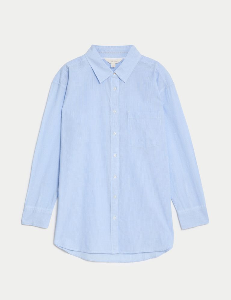 Pure Cotton Striped Longline Shirt 2 of 5