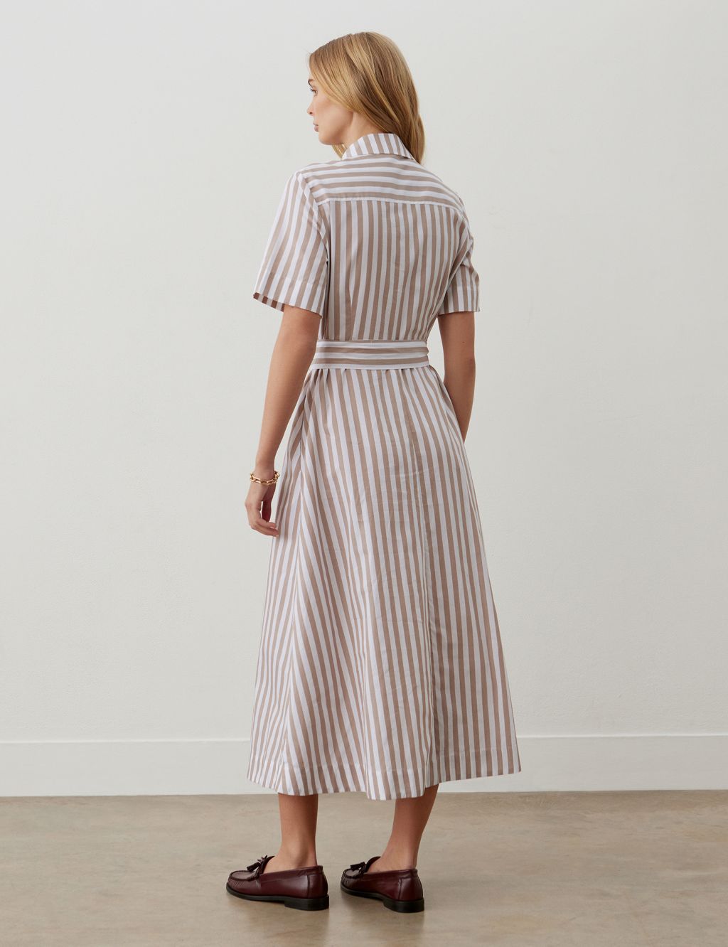 Pure Cotton Striped Midaxi Shirt Dress 1 of 4