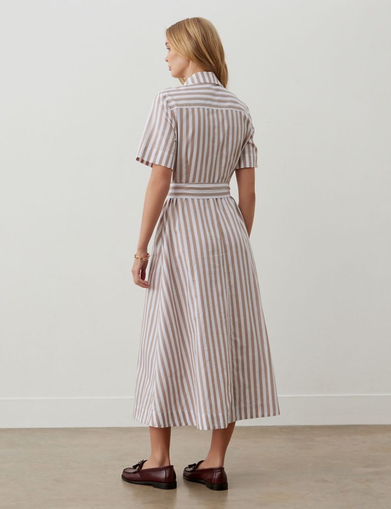 Pure Cotton Striped Midaxi Shirt Dress 2 of 4