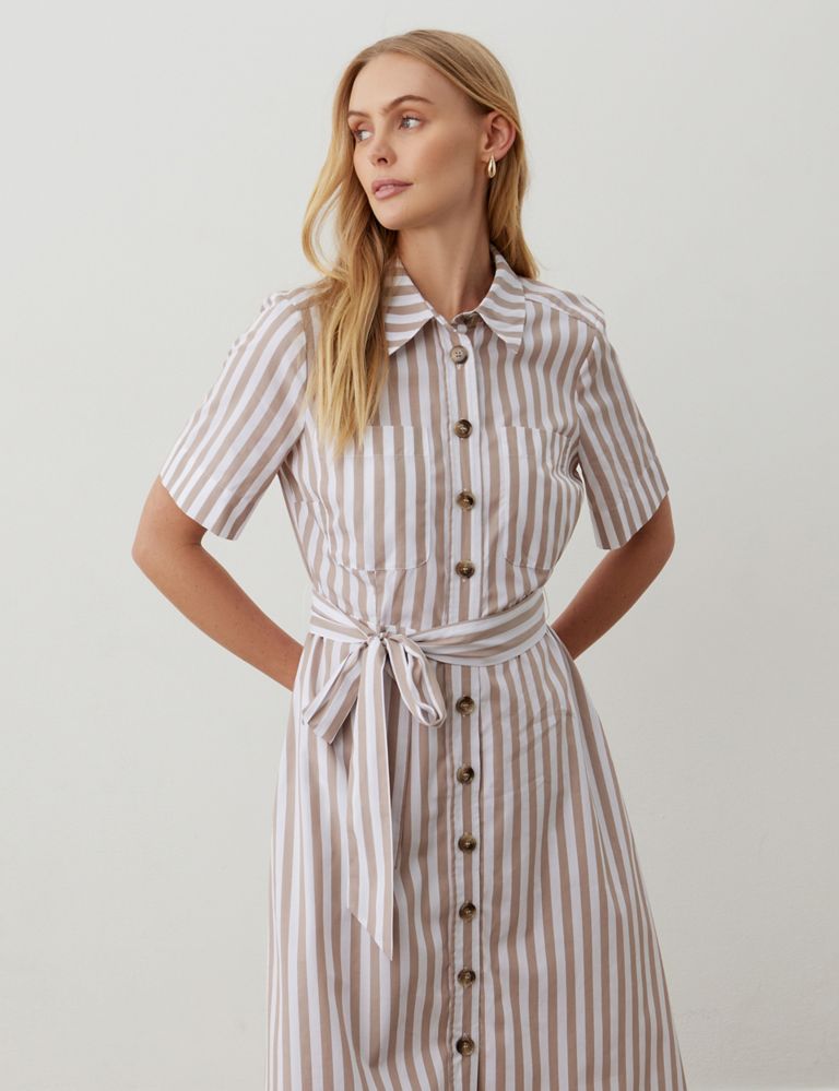 Pure Cotton Striped Midaxi Shirt Dress 3 of 4