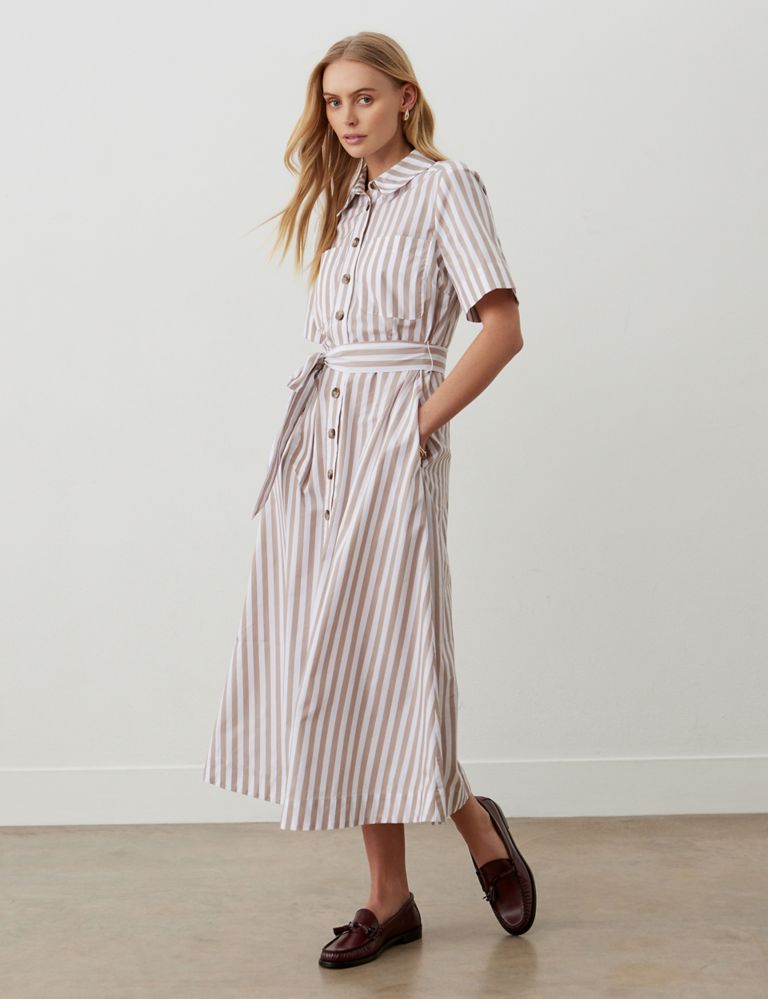 Pure Cotton Striped Midaxi Shirt Dress 4 of 4