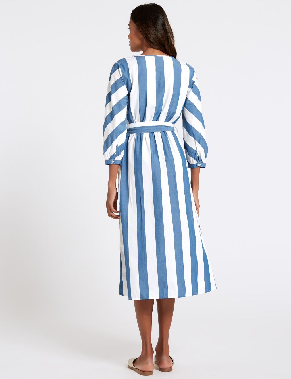 Pure Cotton Striped Midi Dress | M&S Collection | M&S