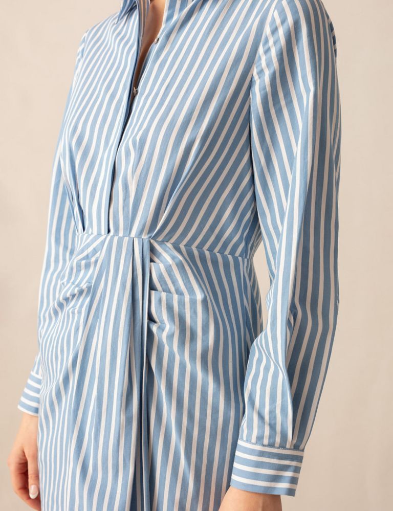 Pure Cotton Striped Midi Shirt Dress 4 of 5