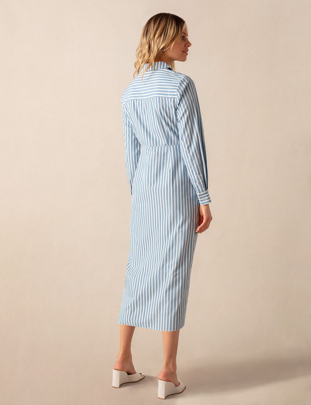 Pure Cotton Striped Midi Shirt Dress 5 of 5