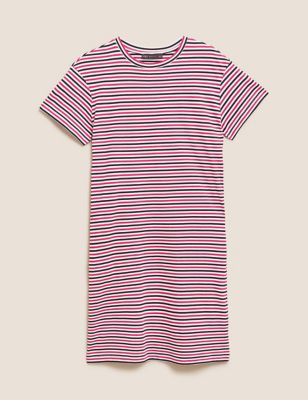 Pure Cotton Striped Mini T-Shirt Dress Image 2 of 6