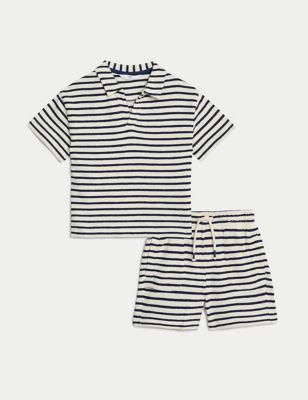 Pure Cotton Striped Outfit (2-8 Yrs) Image 2 of 6