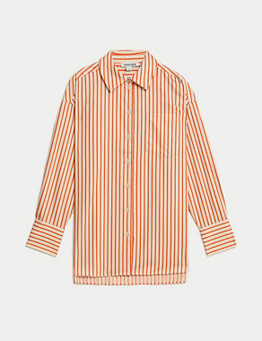 Pure Cotton Striped Oversized Shirt Image 2 of 7