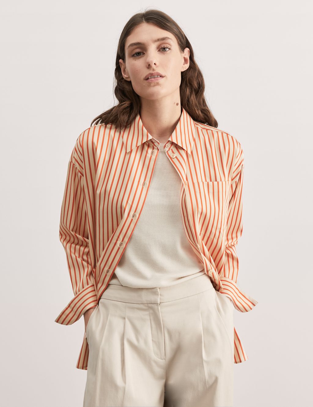 oversized shirt in striped chambray cotton