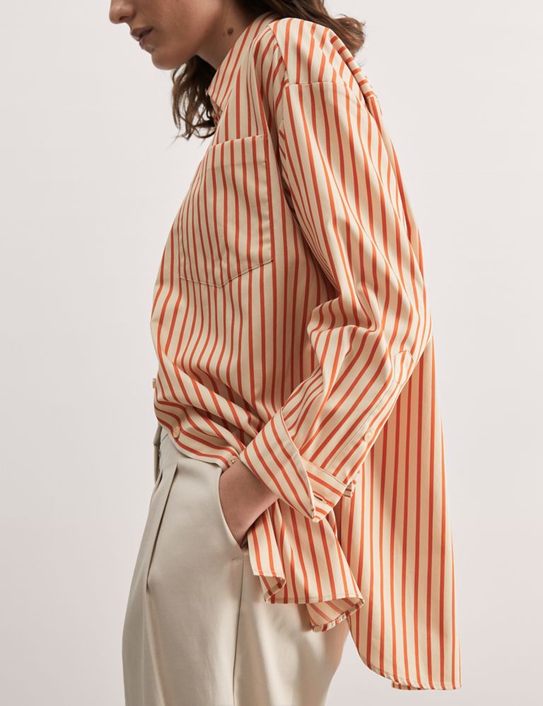 Pure Cotton Striped Oversized Shirt 4 of 7