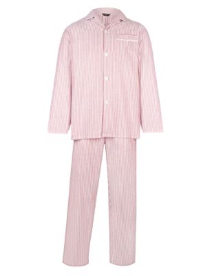 Pure Cotton Striped Oxford Pyjamas Image 2 of 4