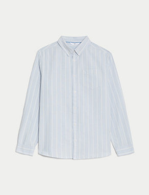 Pure Cotton Striped Oxford Shirt (6-16 Yrs) Image 2 of 4