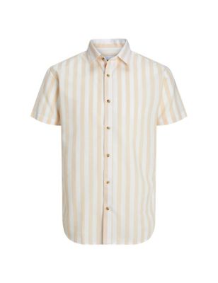 Pure Cotton Striped Oxford Shirt Image 1 of 2