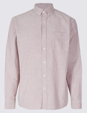 Pure Cotton Striped Oxford Shirt Image 2 of 4