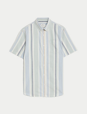 Pure Cotton Striped Oxford Shirt Image 2 of 5