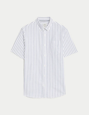 Pure Cotton Striped Oxford Shirt Image 2 of 5