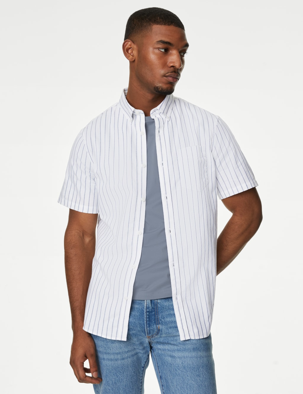 Pure Cotton Striped Oxford Shirt 2 of 5