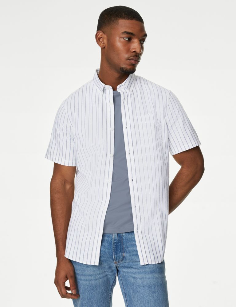 Buy Pure Cotton Striped Oxford Shirt | M&S Collection | M&S