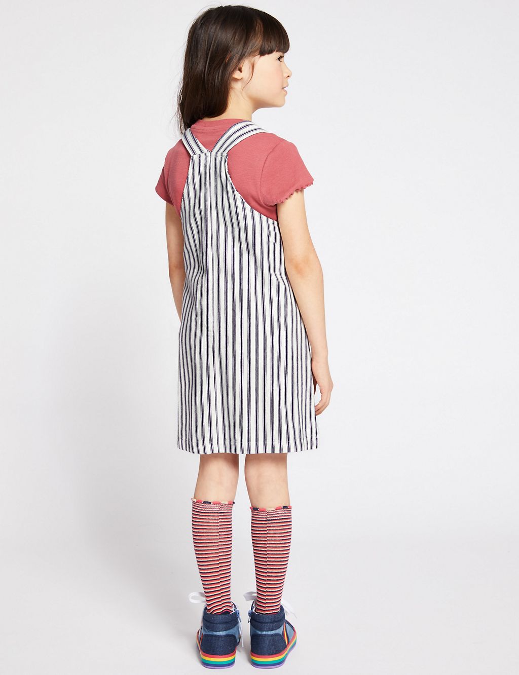 Pure Cotton Striped Pinafore (3-16 Years) 2 of 4