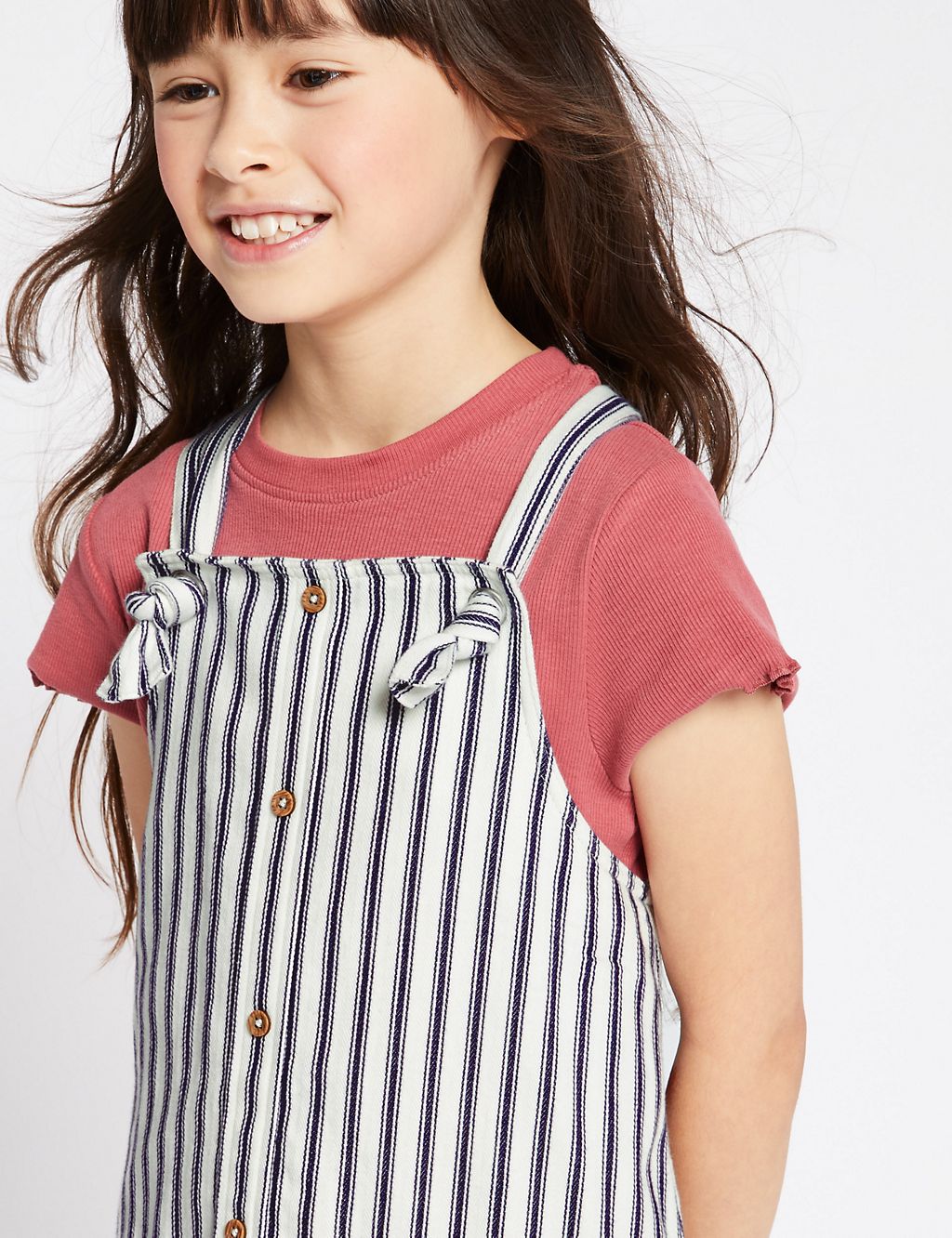 Pure Cotton Striped Pinafore (3-16 Years) 4 of 4