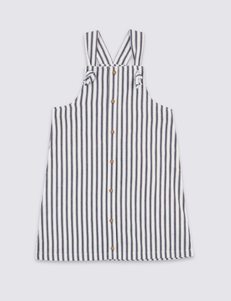 Pure Cotton Striped Pinafore (3-16 Years) 2 of 4