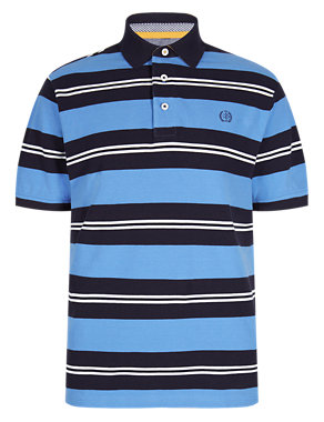 Pure Cotton Striped Piqué Polo Shirt Image 2 of 4