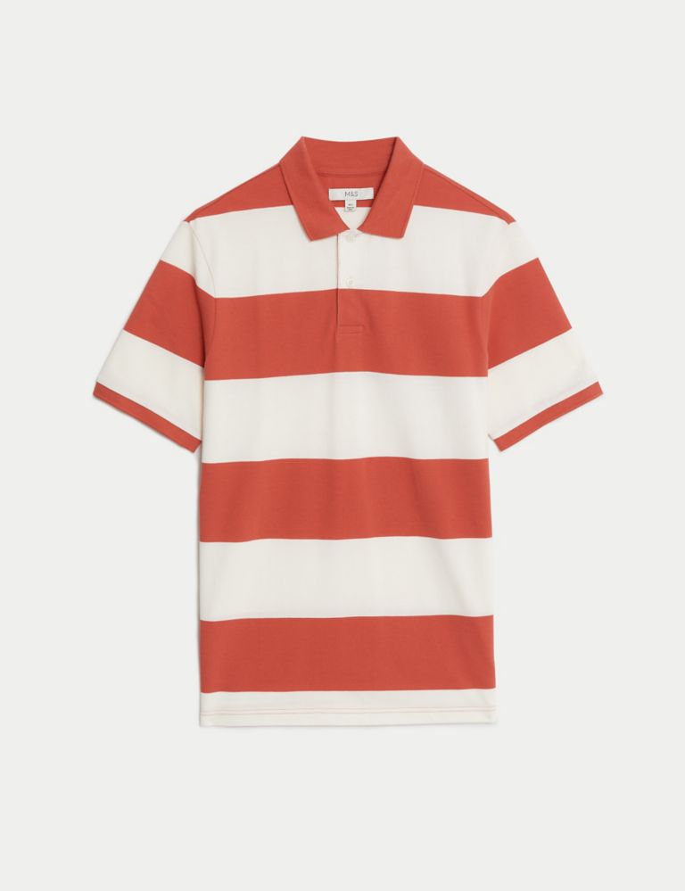 Pure Cotton Striped Pique Polo Shirt 2 of 5