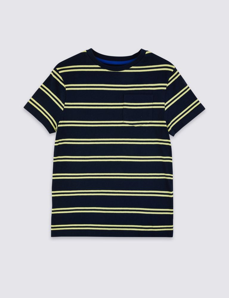 Pure Cotton Striped Pocket T-Shirt (3-16 Years) 2 of 3