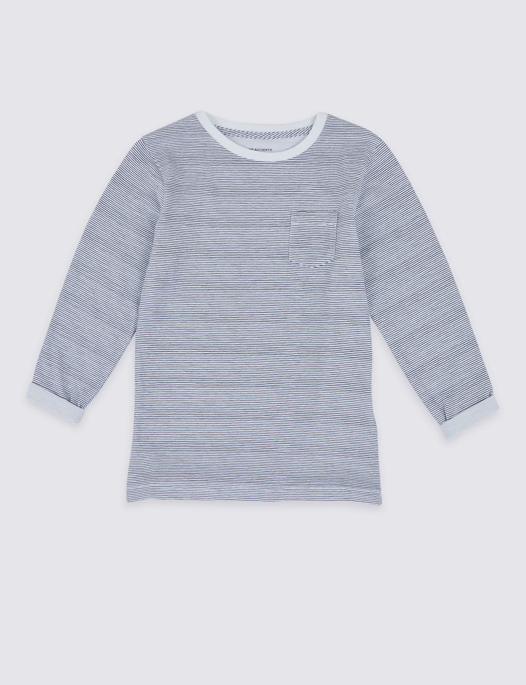 Pure Cotton Striped Pocket T-Shirt (3 Months - 7 Years) 1 of 4