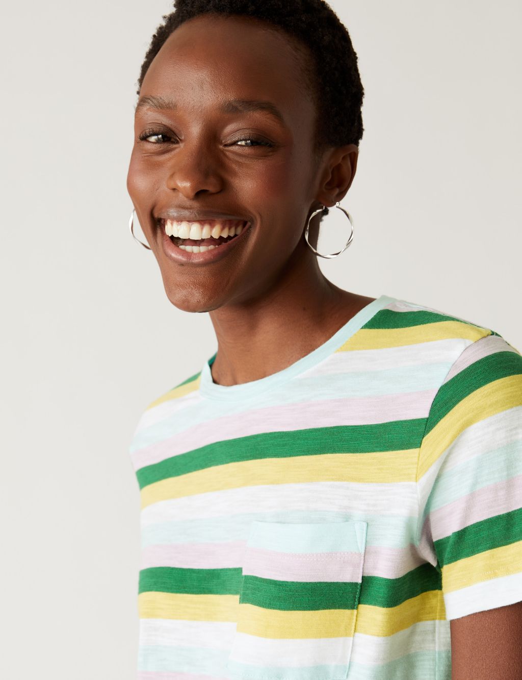 Pure Cotton Striped Pocket T-Shirt | M&S Collection | M&S