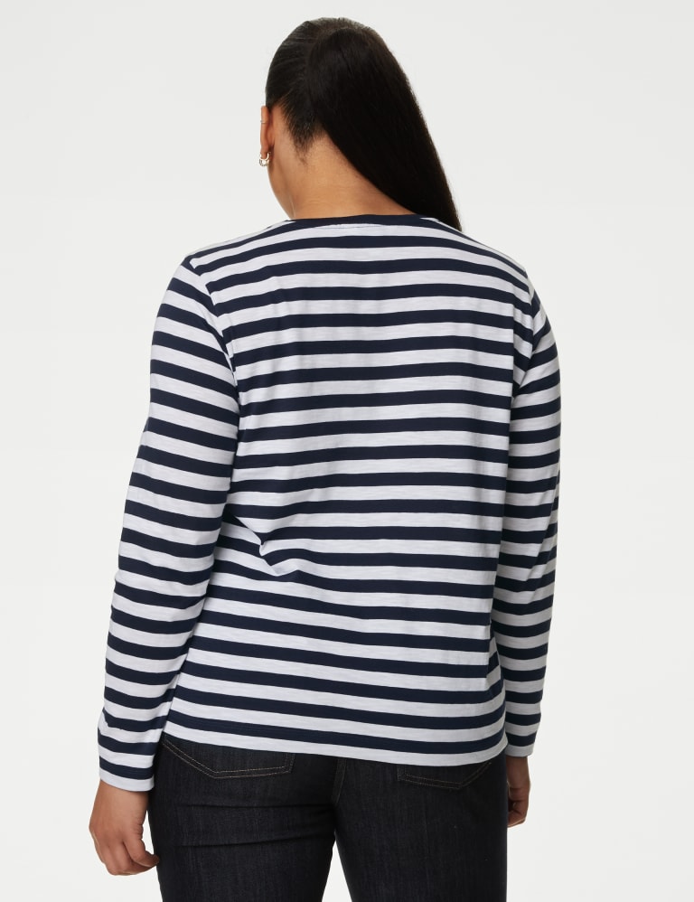 Pure Cotton Striped Pocket T-Shirt