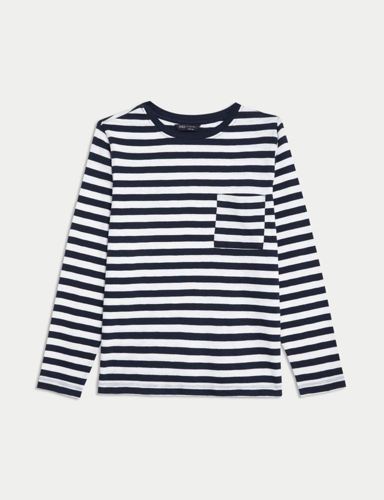 Pure Cotton Striped Pocket T-Shirt 2 of 5