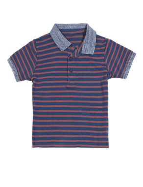 Pure Cotton Striped Polo Shirt (1-7 Years) Image 2 of 3