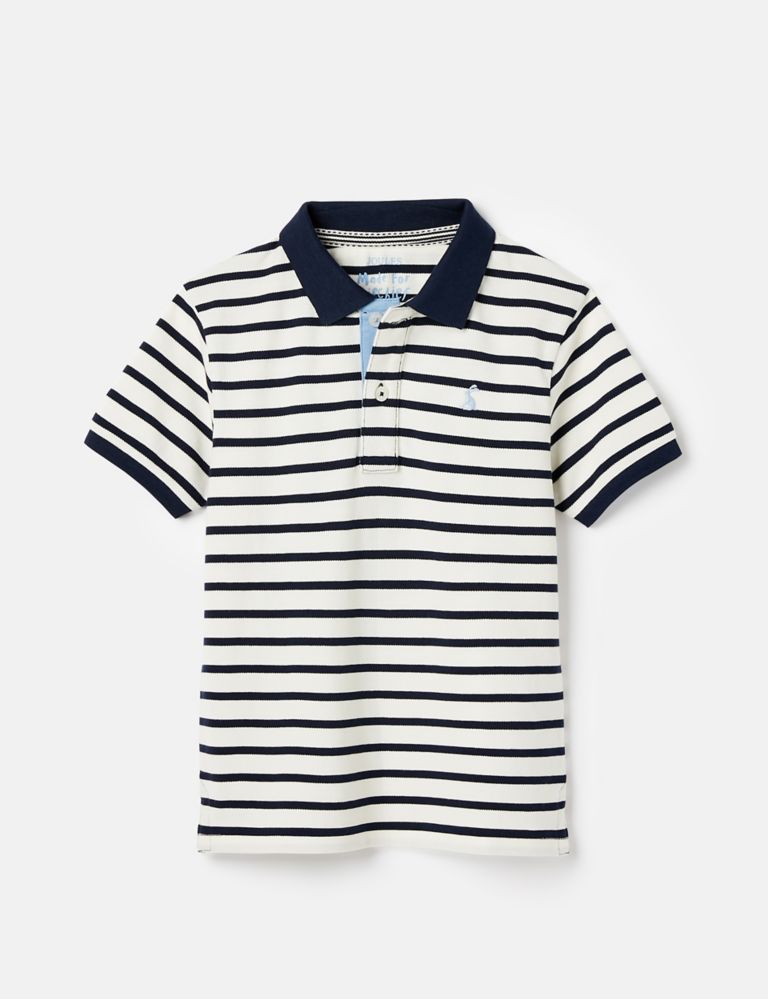 Pure Cotton Striped Polo Shirt (2-12 Yrs) 1 of 3