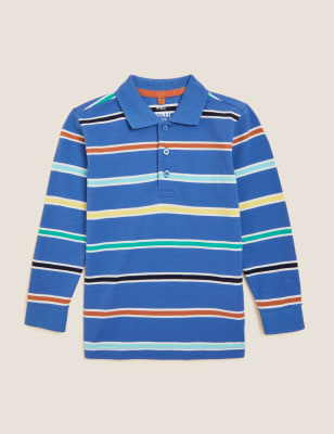 Pure Cotton Striped Polo Corse Shirt (2-7 Yrs) Image 2 of 4