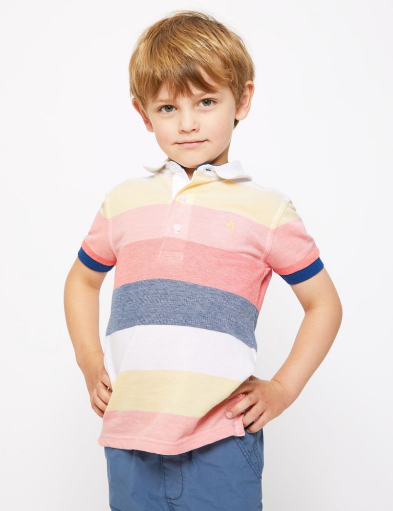 Pure Cotton Striped Polo Shirt (2-7 Yrs) 3 of 4