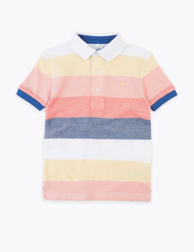 Pure Cotton Striped Polo Shirt (2-7 Yrs) 2 of 4