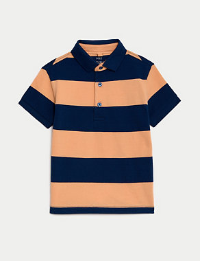 Pure Cotton Striped Polo Shirt (2-8 Yrs) Image 2 of 5