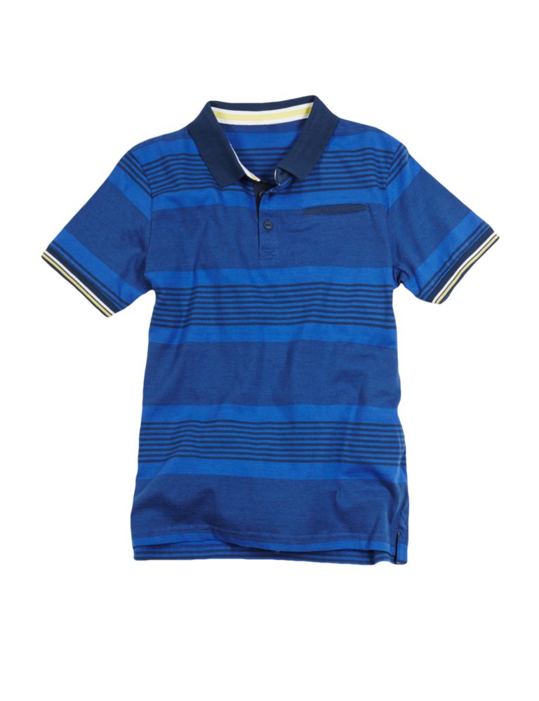 Pure Cotton Striped Polo Shirt (5-14 Years) 2 of 3