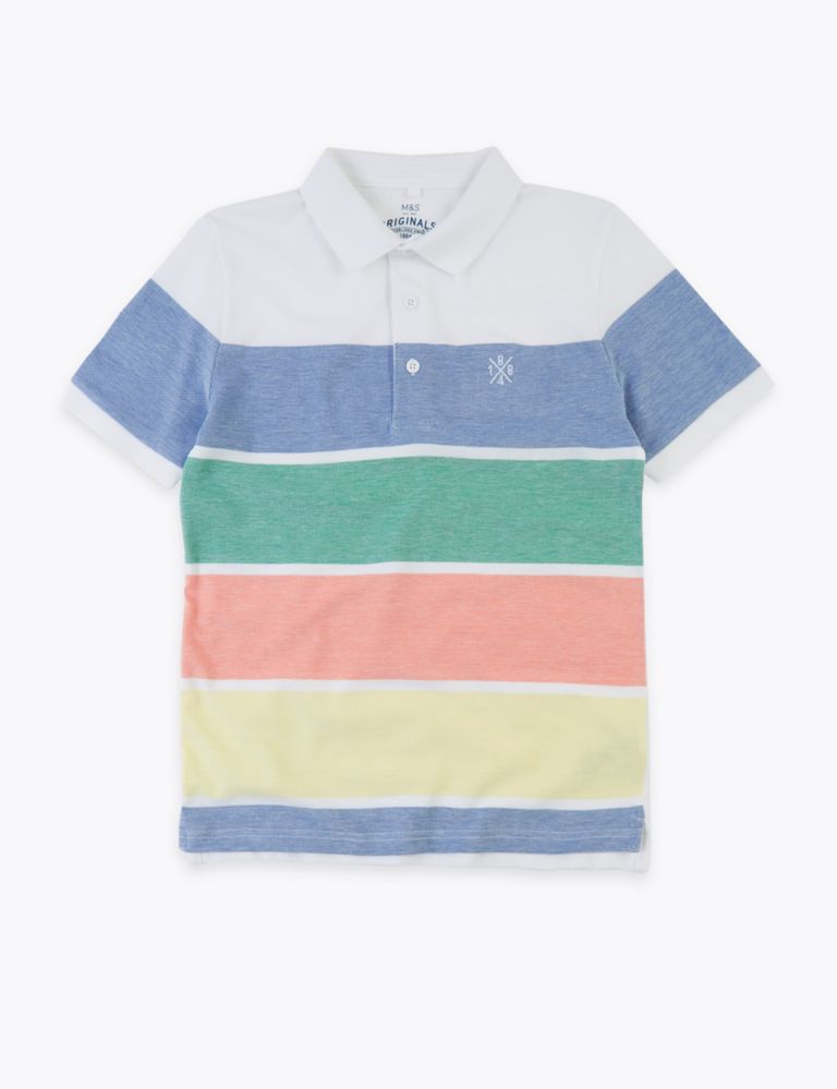 Pure Cotton Striped Polo Shirt (6-16 Yrs) 1 of 1